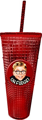 Holiday Diamond Tumbler 20oz Textured Insulated Cup with Straw - Christmas Story Variation