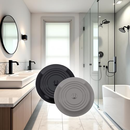Silicone Bathtub Stopper Drain Plug 6 Inch 2Pcs Black and Grey