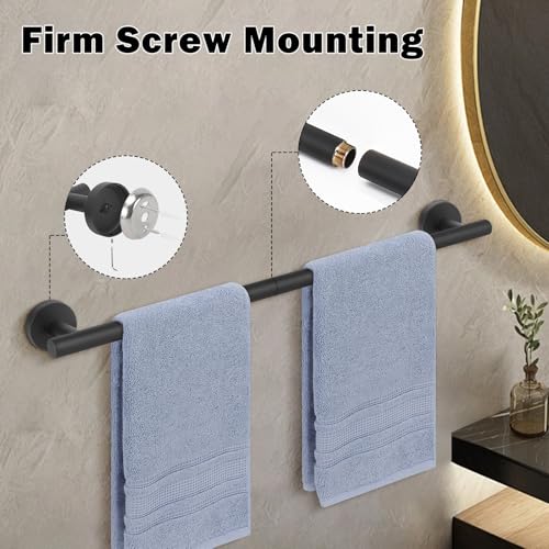 Livabber 24-Inch Black Towel Bar, 304 Stainless Steel Wall-Mounted Rack