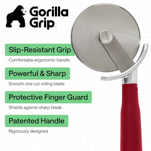 Gorilla Grip Red Stainless Steel Large Pizza Cutter Wheel - 3.5" x 9"