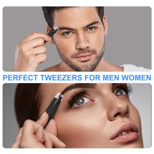 Precision Tweezer Set 4-Piece Stainless Steel Eyebrow Tweezers for Facial Hair
