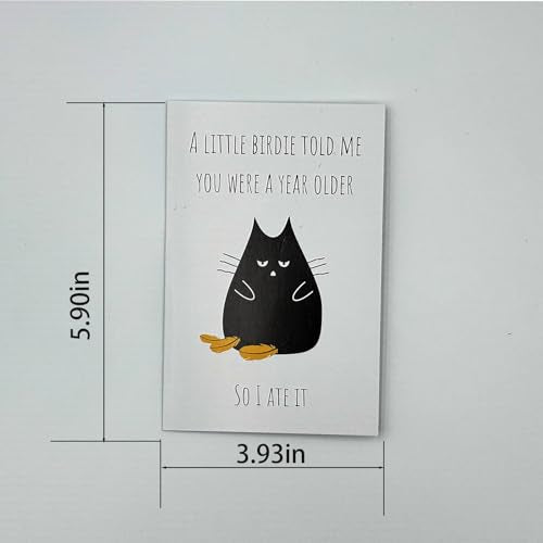 Funny Cat Birthday Card for Men and Women – Humorous Birdie Greeting