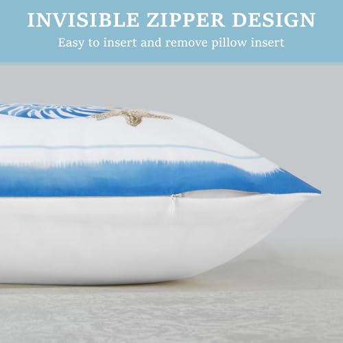 Coastal Velvet Throw Pillow Covers Set of 4 - 18x18 Inches