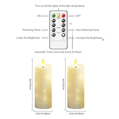 Nimiko Waterproof Flameless LED Candles with Timer & Remote - Ivory, 2 Pack
