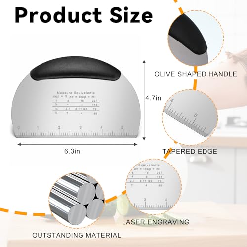 Premium Stainless Steel Dough Scraper with Grip Handle