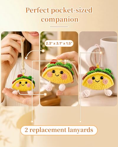Inspirational Crochet Taco Plush Keychain - Positive Support Gift