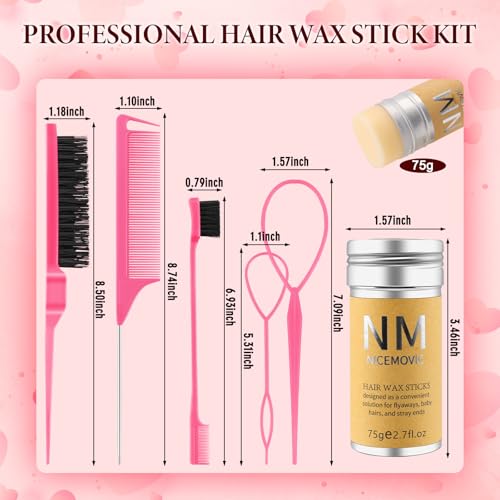 NICEMOVIC Hair Wax Stick and Styling Tool Set 6-Piece