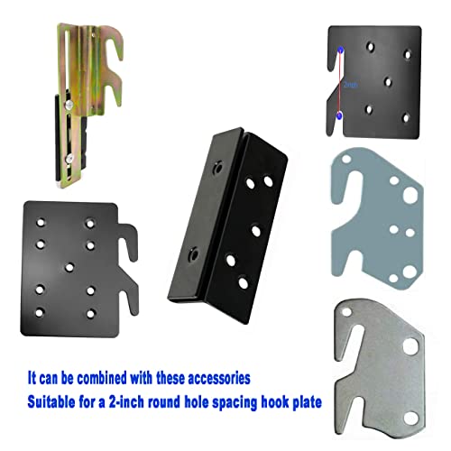 Heavy-Duty Double Hook Slot Brackets for Wooden Bed Frames - Set of 2