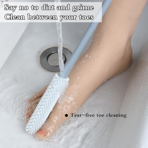 Silicone Foot Brush with Long Handle 2-Pack Shower Scrubber
