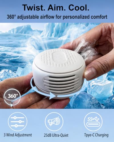 Wearable Mini Clip-On Fan - Portable Bladeless 3-Speed Fan in White