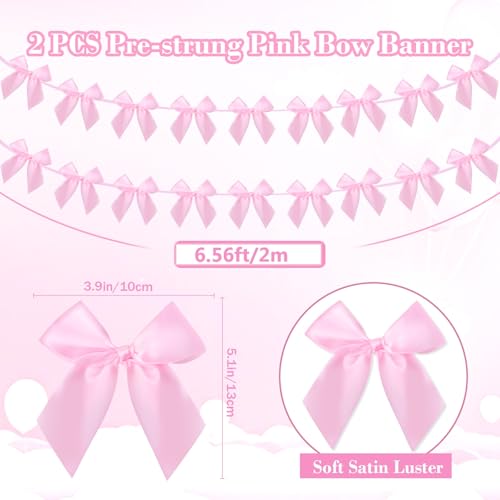 2pcs Pink Bow Garland | Coquette Party Decorations for Girls