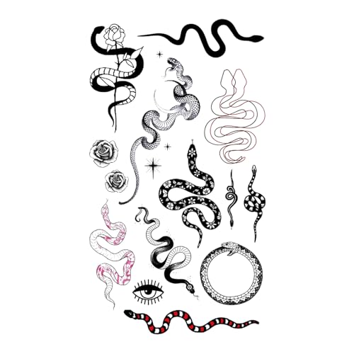 Black Snake Print Temporary Waterproof Tattoo Stickers - 2 Pack