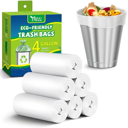 4-Gallon Clear Trash Bags, 150 Count - Strong Leak-Resistant