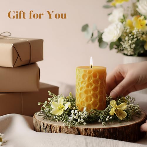Ashlux 100% Pure Beeswax Pillar Candles, 3x4 Inch - 2 Pack