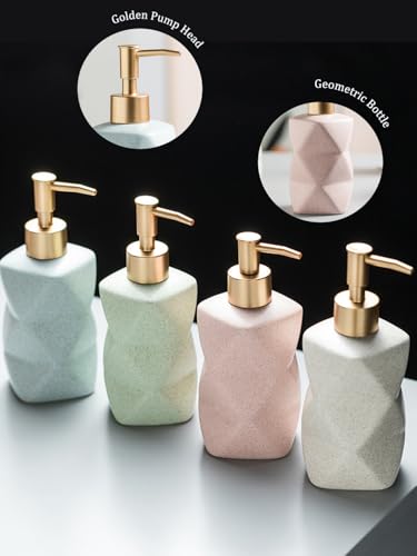 SHIIANN Matte Ceramic Soap Dispenser, 10oz Refillable Bottle - Mint Green