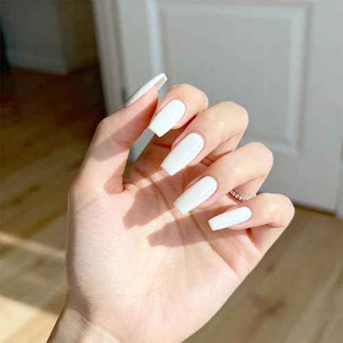 Thinp 120 Pcs Medium Square White French Tip Press on Nails