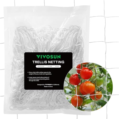 VIVOSUN Heavy-Duty Polyester Trellis Netting, 5' x 30' with 6" Mesh