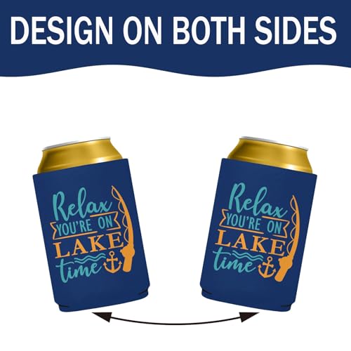 Funny Fishing Can Cooler Sleeve 6-Pack - Neoprene Insulated Beer Cozies