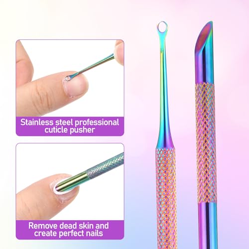 Psiriol Stainless Steel Cuticle Pusher and Nail Files Kit