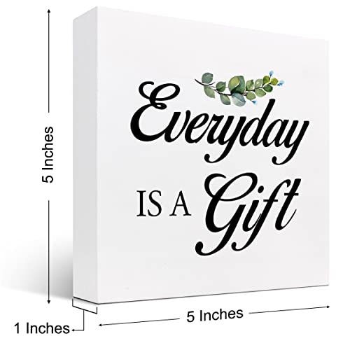 Inspirational Wooden Box Sign - Everyday is A Gift Desk Decor