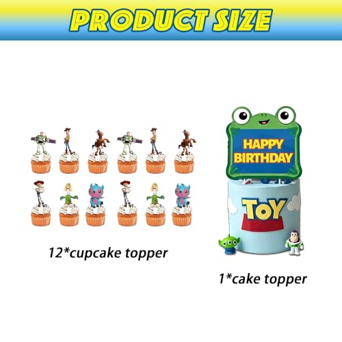 Movie Character Birthday Cake Topper Set - 13-Piece Cartoon Party Decor