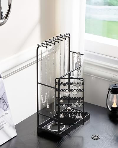 ProCase Rotating Jewelry Organizer Stand, 5-Tier Earring Holder, Black Medium