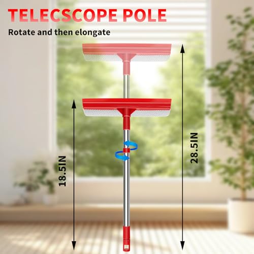 Keleekelin 2-in-1 Window Squeegee with 18.5"-28.5" Telescoping Handle