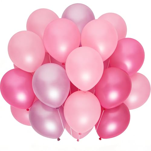 60 Pcs Pink Latex Balloons Set - Assorted Shades for Parties