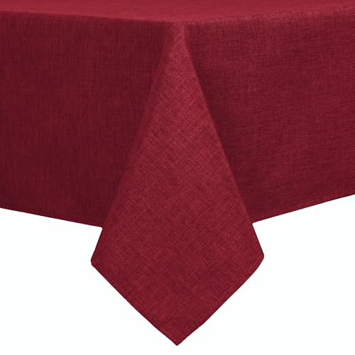 Hiasan Faux Linen Square Tablecloth 54 x 54 Inch Red for Holiday & Party