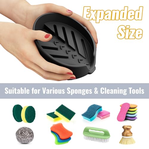 NiHome Black Silicone Sponge Holder for Kitchen Sink - Drains Water