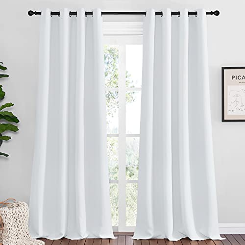 NICETOWN 55x94 Blackout Curtains - Greyish White Thermal Drapes