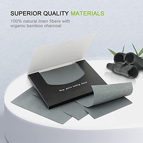 MIRUCOO Natural Bamboo Charcoal Oil Blotting Papers 100 Count