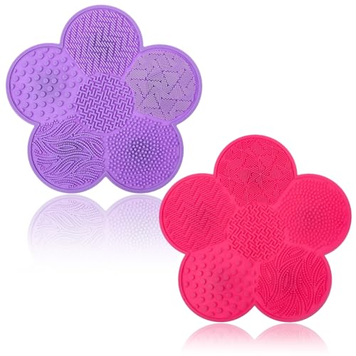 Silicone Makeup Brush Cleaner Mat 2-Pack Floral Suction Cup