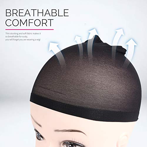 Fandamei 6PCS Black Wig Cap Stretchy Nylon Stocking Caps for Women