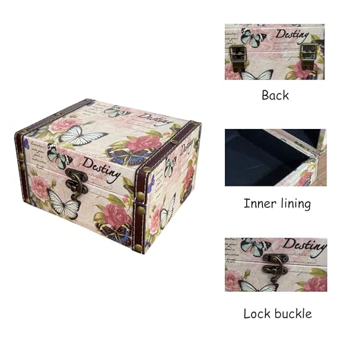 Butterfly Jewelry Box - Pink Wooden Treasure Chest for Women