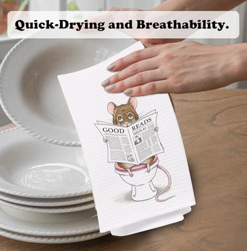 Funny Reading Mouse Bathroom Hand Towel 16x24 Decorative Drying Cloth