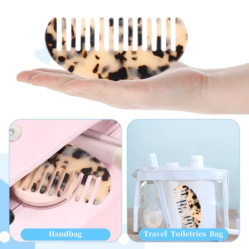 Piriuuo Wide Tooth Hair Comb - Tortoise Shell Cellulose Acetate Detangling Comb