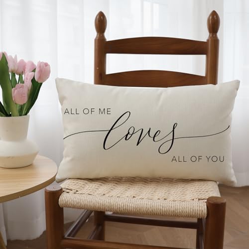 All of Me Loves All of You Farmhouse Throw Pillow Cover - 12x20 Inch