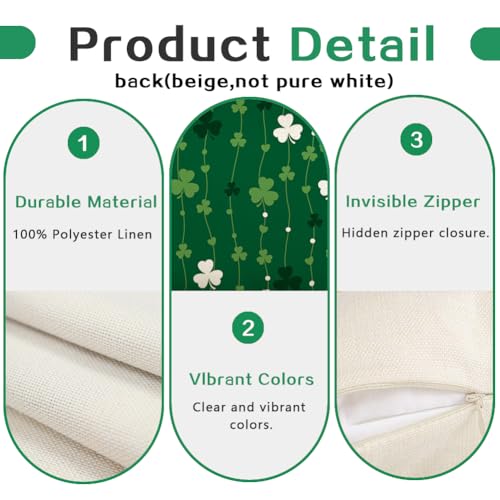 St. Patrick's Day Green Shamrock Throw Pillow Cover 12x20"
