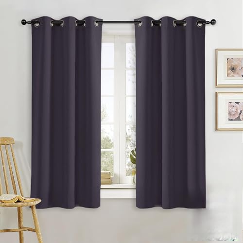 NICETOWN Blackout Curtain Panel for Bedroom - 34x63 Inches Greyish Purple Thermal Insulated Room Darkening Drapery