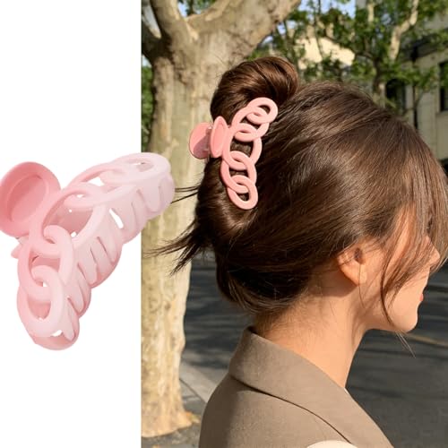 BUNLVDI Pink Clover Hair Claw Clips 4 Pack Cute Non-Slip Acrylic Hair Accessories