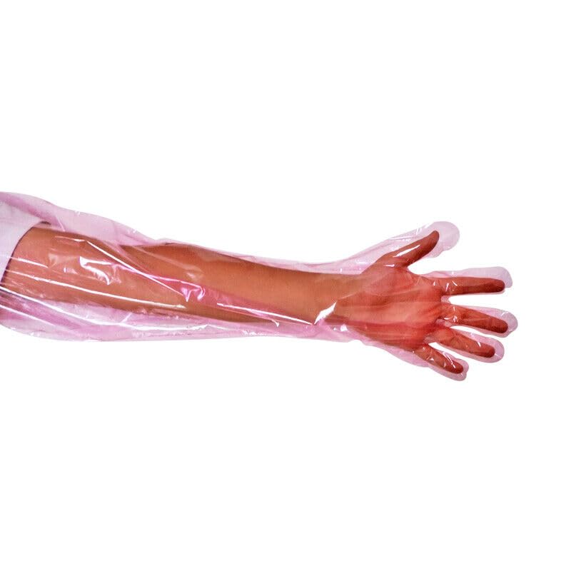 50pcs Disposable Long Plastic Veterinary Gloves - 35" Full Arm Protection