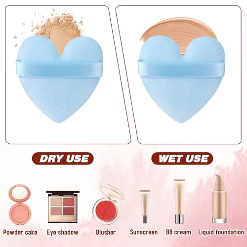 Mozeat Lens 6-Piece Heart-Shaped Velvet Makeup Puff Set - Soft Powder Sponge