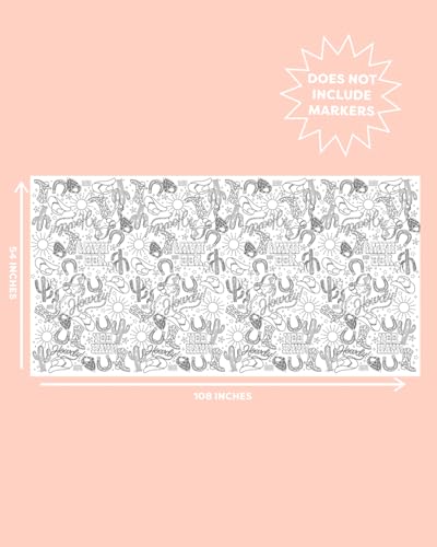Western Coloring Tablecloth for Kids Parties | 54x108 in