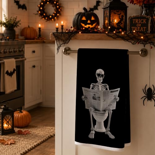 KIDEAR Skeleton Hand Towel - Funny Skull Print Microfiber Kitchen Towel (02)