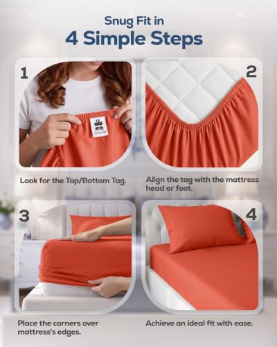Utopia Bedding Queen Fitted Sheet Coral 15-Inch Deep Pocket Microfiber