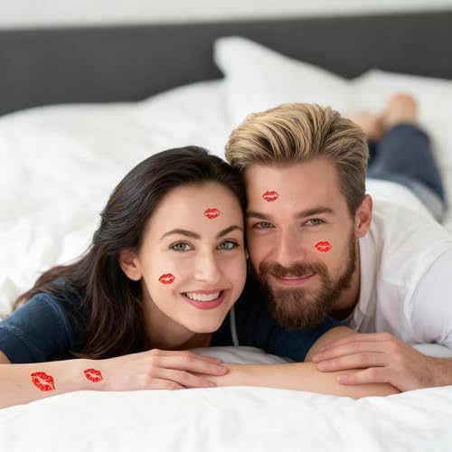 Allyix Kiss Temporary Tattoos - 78 Waterproof Lip Sticker Designs for Parties