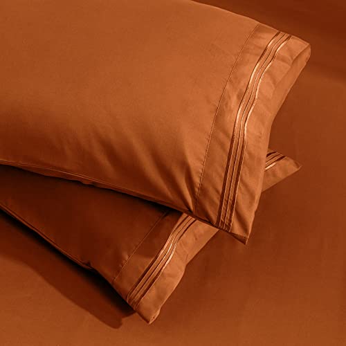 Aormenzy Standard Pillowcases - 2-Piece Microfiber Set, Rust