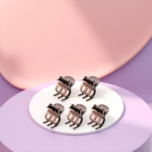 5-Piece Mini Metal Hair Claw Clips Set Bronze Styling Clamps for Women