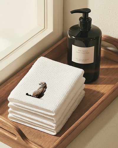 Trendy Leopard Print Hand Towels Set of 2 - 16x24 Inches